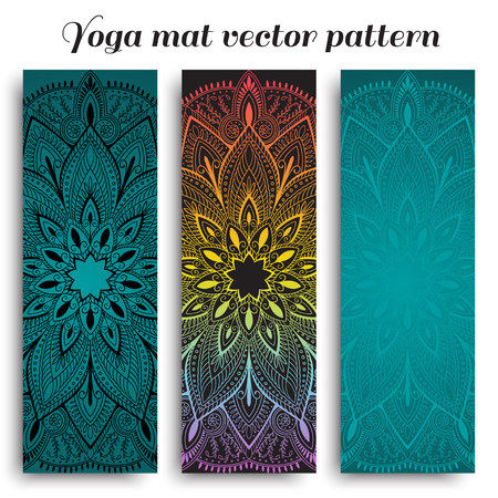 Set of yoga mat vector patternのイラスト素材