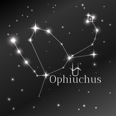 Secret symbol of Ophiuchus zodiac sign, horoscope, vector art and illustration.のイラスト素材