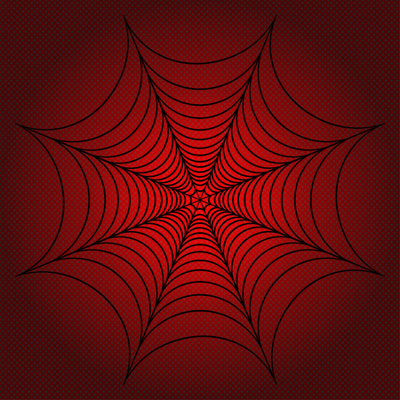 spider web, cobweb on red dotted background. Vector illustrationのイラスト素材
