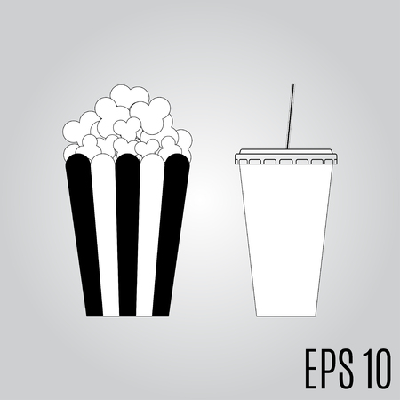 Popcorn and soda vector iconのイラスト素材