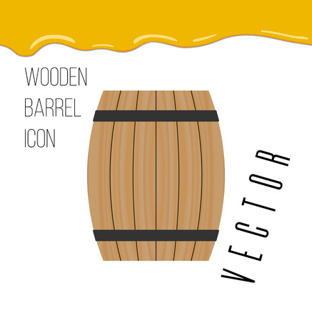 wooden barrel icon with honey drops vector illustrationの写真素材