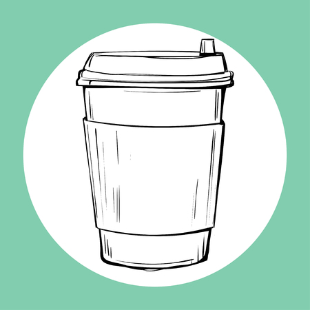 Cup of hot drink sketch icon.のイラスト素材