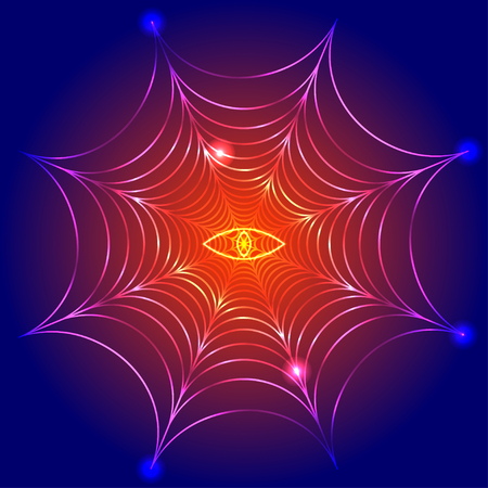 spider web, cobweb with fire eyeのイラスト素材