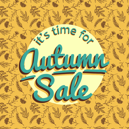 Autumn Sale Banner With nature pattern.のイラスト素材