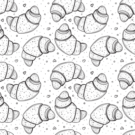 Seamless vector pattern with croissantsのイラスト素材