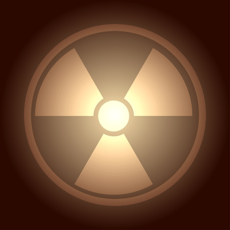 Glow button with radiation symbol, vector illustrationのイラスト素材