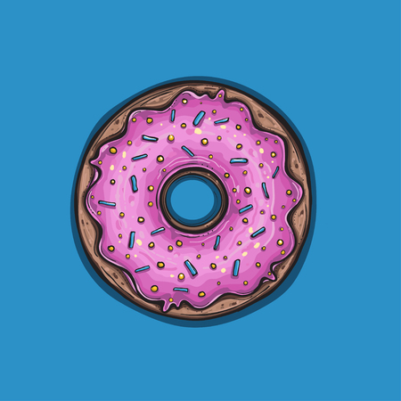 donut with pink glaze. donut iconのイラスト素材