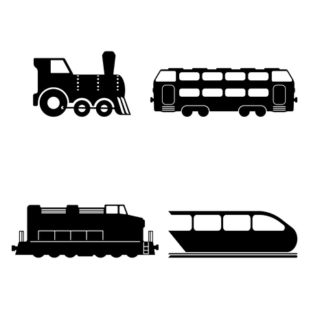 Vector isolated trains silhouettes setのイラスト素材