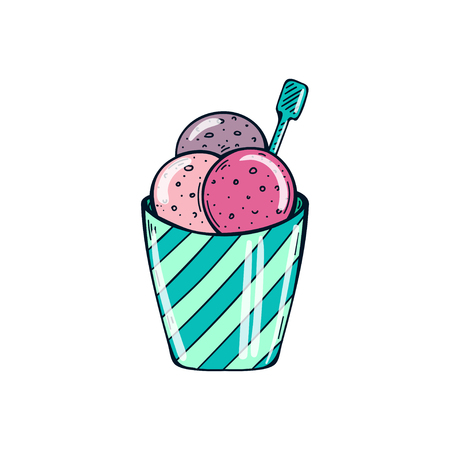 Colorful ice cream balls illustrationのイラスト素材