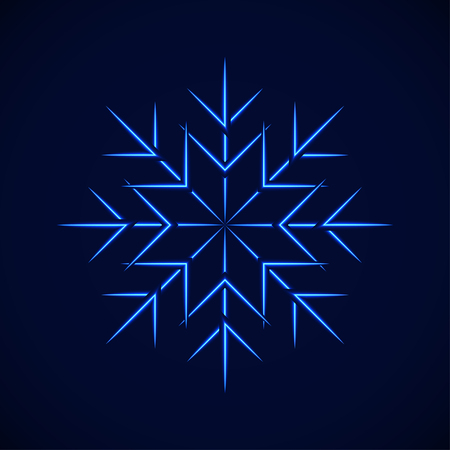 vector crystal blue simple snowflake, on blue background.のイラスト素材