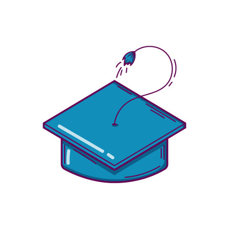 Graduation cap in doodle style isolated on white backgroundのイラスト素材