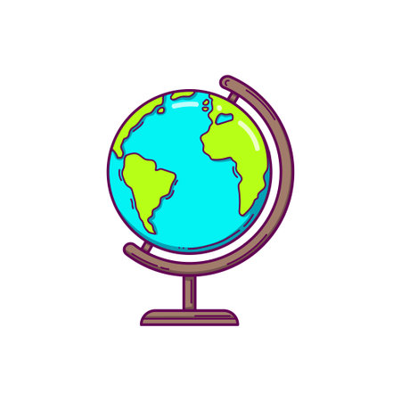 Hand drawn globe for studying geography in doodle style isolated on white backgroundのイラスト素材