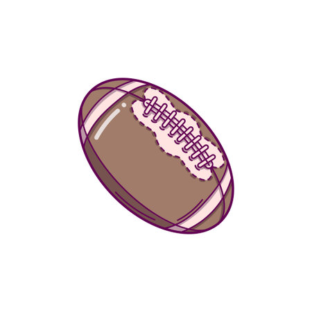 Hand drawn American Football Ball in doodle style isolated on white backgroundのイラスト素材