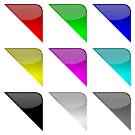 Colorful and glossy frame tag corners set on white background illustrationの写真素材