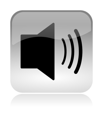 audio speaker white, transparent and glossy web interface icon with reflectionの写真素材