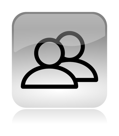 Group users white, transparent and glossy web interface icon with reflectionの写真素材