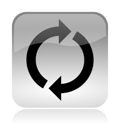 Recycling, reload, white, transparent and glossy web interface icon with reflectionの写真素材