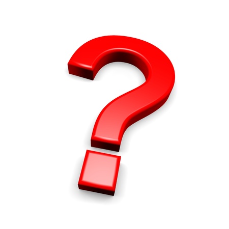 3d red question mark on white backgroundの写真素材