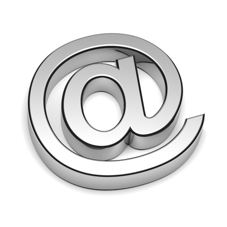Email Chrome Sign Isolated on White Background with Shadow 3D illustrationの写真素材