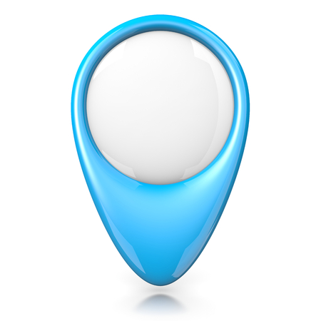 Blue Map Pointer Isolated on White Background 3D Illustrationの写真素材