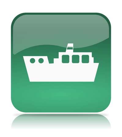 Blue Ship App Icon Illustration on White Backgroundの写真素材