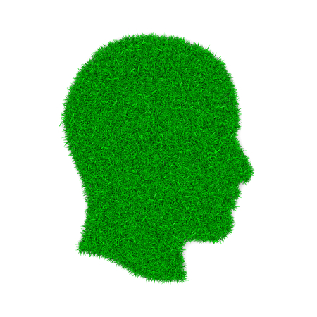 Grass Green Profile Symbol Shape on White Background 3D Illustrationの写真素材