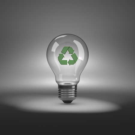 Light Bulb under Spotlight with Red Heart Shape Inside 3D Illustration