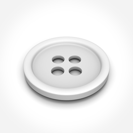 White Button on White Background 3D Illustrationの写真素材
