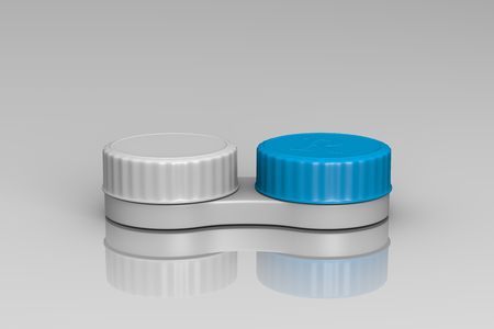 Contact Lens Container on Grey Background 3D Illustrationの写真素材