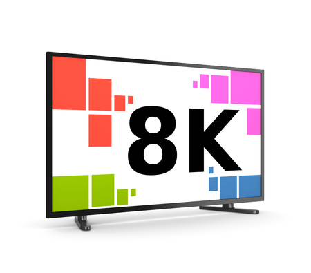 8K Ultra High Definition Television Set on White Background 3D Illustrationの写真素材