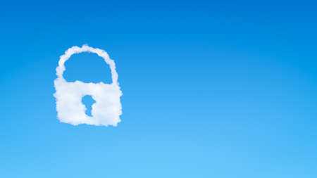 Padlock Symbol Shape Cloud in the Blue Sky with Copyspaceの写真素材
