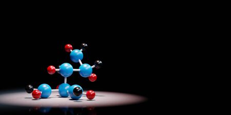 Molecule Shape Structure Spotlighted on Black Background with Copy Space 3D Illustrationの写真素材
