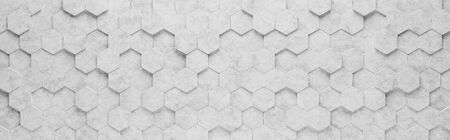 Gray Hexagon Tiles 3D Pattern Backgroundの写真素材