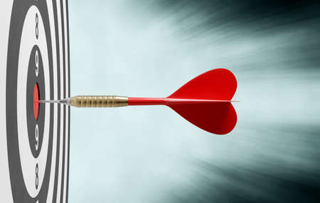 Red Dart Hitting Target on the Center, Success Concept