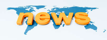 News Text on World Mapの写真素材