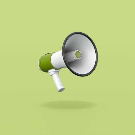Green and White Megaphone on Green Backgroundの写真素材