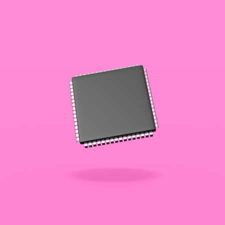 Electronic Microchip on Purple Backgroundの写真素材