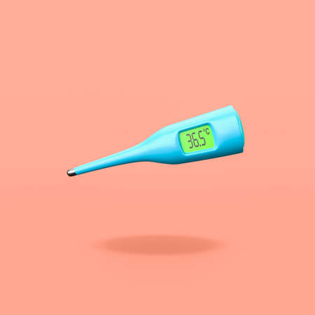 Clinical Digital Thermometer on Orange Background