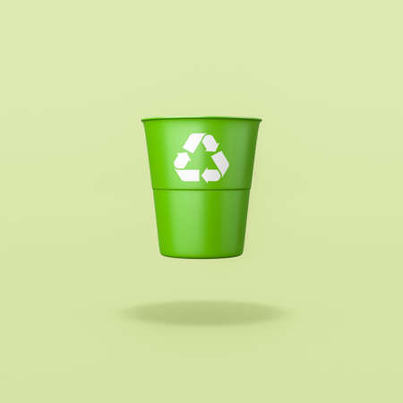 Recycle Bin on Green Background