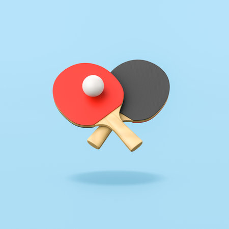 table tennis Game on Blue Backgroundの写真素材