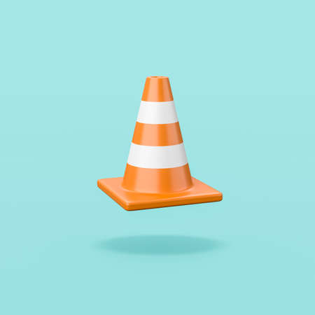 Traffic Cone on Blue Background