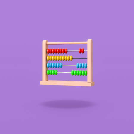 Colorful Wooden Abacus on Purple Backgroundの写真素材