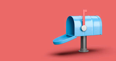 Empty Mailbox on Red Background with Copy Spaceの写真素材