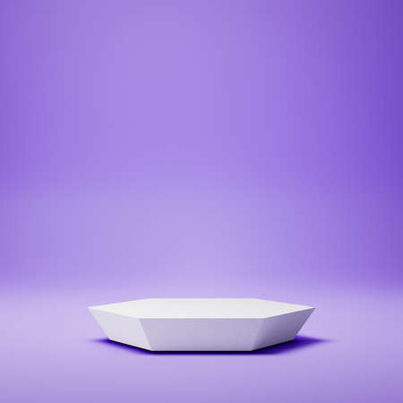 White Hexagonal Product Display Stage on Purple Background