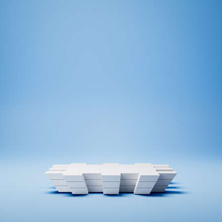 Futuristic White Product Display Podium on Blue Background