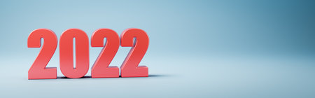 2022 Year Number Text on Blue Backgroundの写真素材
