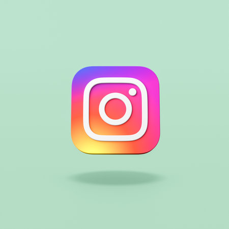 Instagram Logo on Flat Green Backgroundのeditorial素材
