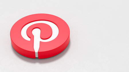 Pinterest Logo on Light Grey Background with Copy space