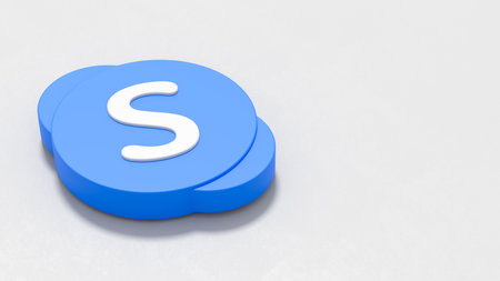 Skype Logo on Light Grey Background with Copy spaceのeditorial素材