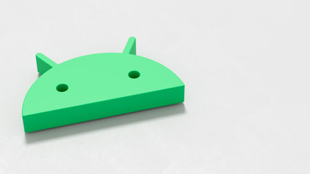 Android Logo on Light Grey Background with Copy spaceのeditorial素材